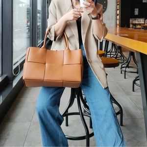 Quilted Large Leather Tote Bag